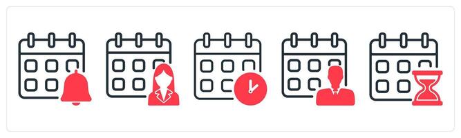 A set of 5 business icons as reminder, working schdeule, meeting schedule vector
