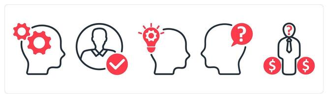 A set of 5 business icons as business thinking, account approved, creative thinking vector