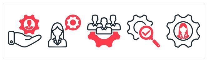 A set of 5 business icons as human resource management, technical support, expert team vector