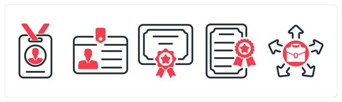 A set of 5 business icons as employee identity card, identity card vector