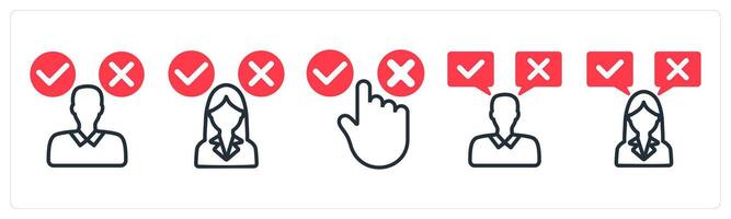 A set of 5 business icons as decision making confusion, decision, option vector