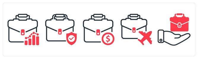 A set of 5 business icons as business analysis, business protection, work vector