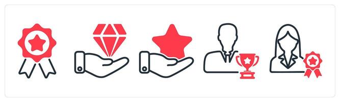 A set of 5 business icons as award badge, premium service, star feedbac vector