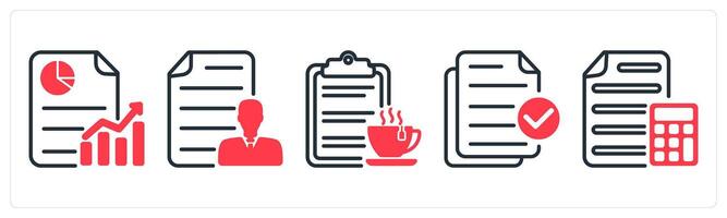 A set of 5 business icons as business progress, employee details, fresh content vector