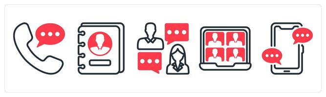 A set of 5 business icons as telephone conversation, address book vector