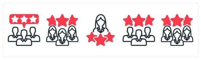 A set of 5 business icons as customer review, expert team, premium user vector