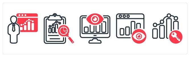 A set of 5 business icons as seo training, seo report, seo monitoring vector
