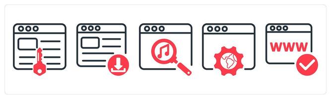 A set of 5 business icons as keywords, download website, online music search vector
