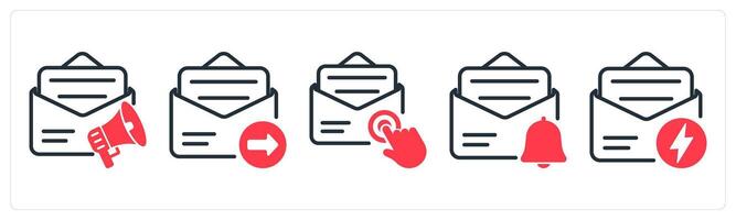 A set of 5 business icons as email advertising, email send, email subscription vector