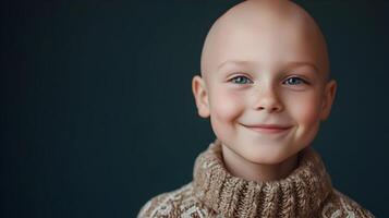 Resilient young soul displaying fortitude against adversity in profound portraiture format photo