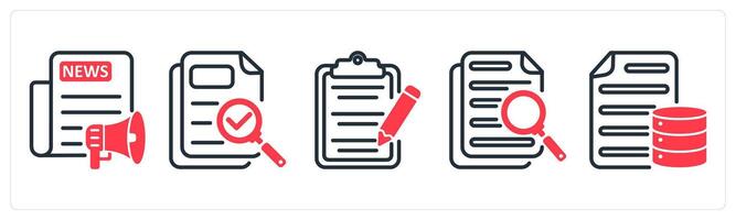 A set of 5 business icons as press release, proofreading, content editing vector