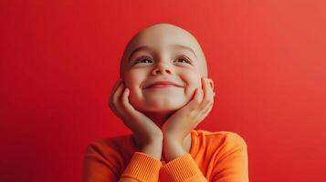 Portrait of a hopeful child, expressing optimism, strength, and resilience during treatment photo