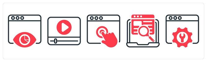 A set of 5 business icons as impression report, player, touch vector