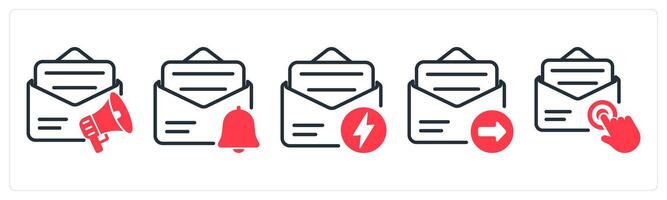 A set of 5 business icons as email advertising, email alert, fast message vector