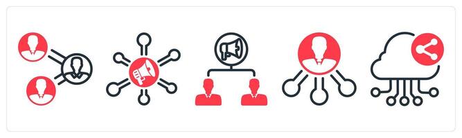 A set of 5 business icons as business connectivity marketing network, viral marketing vector