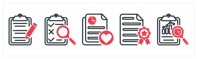 A set of 5 business icons as content editing, assessment, favorite document vector