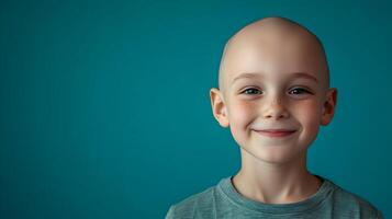 Portrait of a happy child with a bright smile, full of hope and overcoming challenges photo