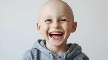 Radiant laughter a child's fearless joy amidst treatment a beacon of innocence endearment photo