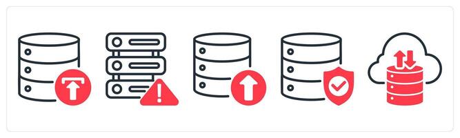 A set of 5 business icons as backup, server information, data upload vector