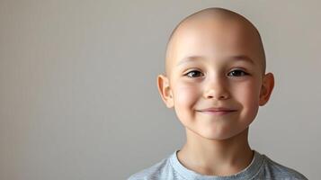 Brave child faces illness with courage, radiating hope and resilience in difficult moments. photo
