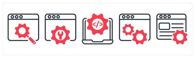 A set of 5 business icons as search engine optimization, seo service, website development vector