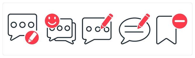 A set of 5 business icons as edit comment, smile feedback, blog vector