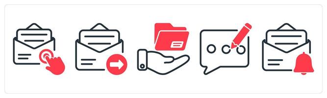A set of 5 business icons as email subscription, email send, file sharing vector