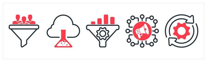 A set of 5 business icons as conversion rate, cloud research, seo conversion rate vector