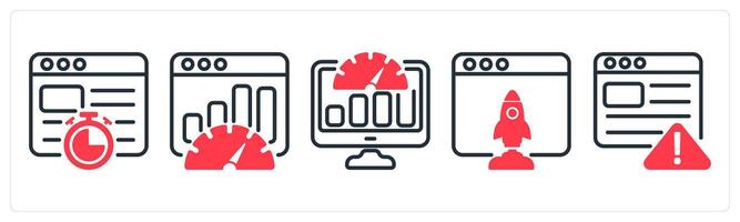 A set of 5 business icons as website speed, seo performance, dashboard vector