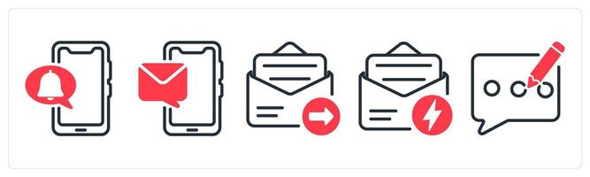 A set of 5 business icons as mobile notification, mobile message, email send vector