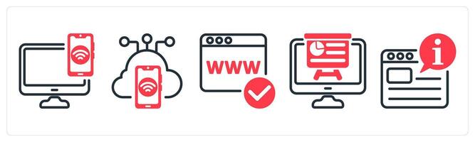 A set of 5 business icons as device connectivity, iot, domain registration vector