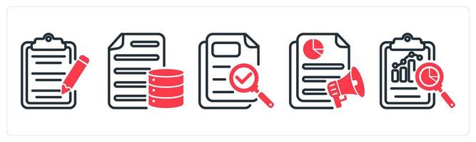 A set of 5 business icons as content editing, database document, proofreading vector