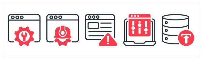 A set of 5 business icons as seo service, website construction, seo warning vector