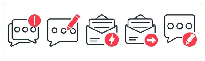 A set of 5 business icons as chat notification, blog, fast message, email send vector