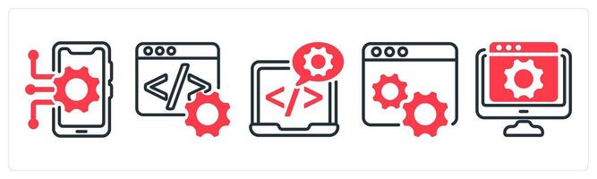 A set of 5 business icons as mobile technology, programming, software development vector