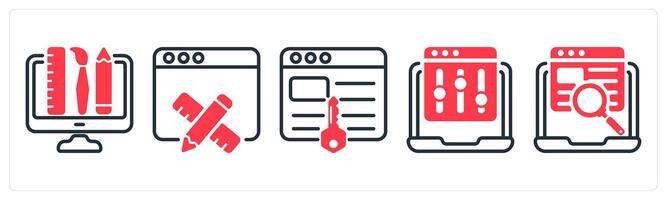 A set of 5 business icons as creative design, web design, keywords vector