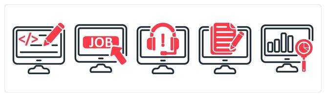 A set of 5 business icons as web designing, job apply, online support vector