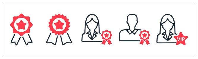 A set of 5 business icons as award badge, badge, premium member vector