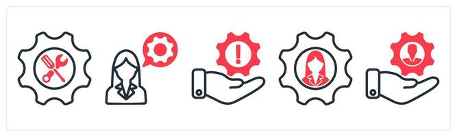 A set of 5 business icons as support, technical support, information support vector