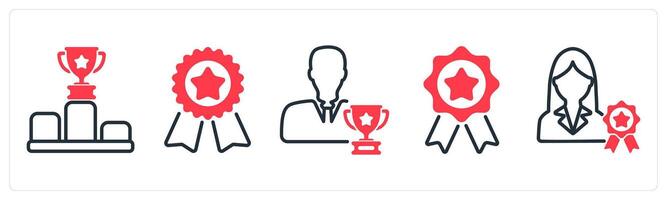 A set of 5 business icons as competition, badge, successful vector