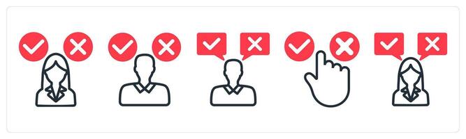 A set of 5 business icons as decision making confusion, decision, choice vector