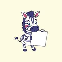 Cute Zebra Character with an Empty Sign for Advertising and Promotional Use vector