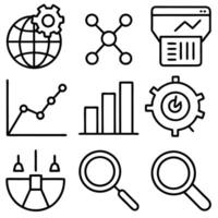 AI and big data icons monochrome vector