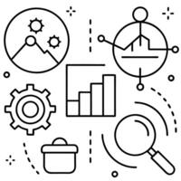 Dashboard and KPI icons black and white vector