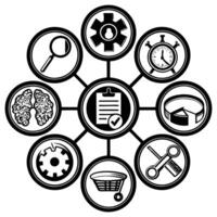 Statistical reporting line art icons vector