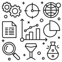 Machine learning black and white icons vector