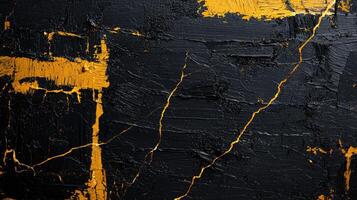 Abstract Black and Gold Impasto Painting Texture photo