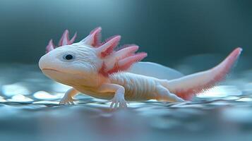A Pale Albino Axolotl in Aquatic Habitat photo