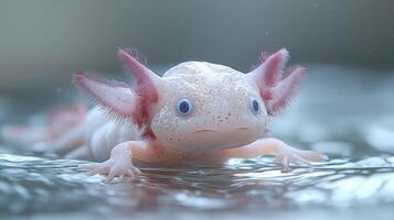 An Albino Axolotl in Aquatic Habitat photo