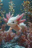 Axolotl Ambling Through Aquatic Plants photo